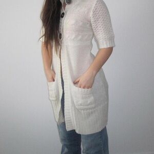 Vintage George White knit cardigan with pockets